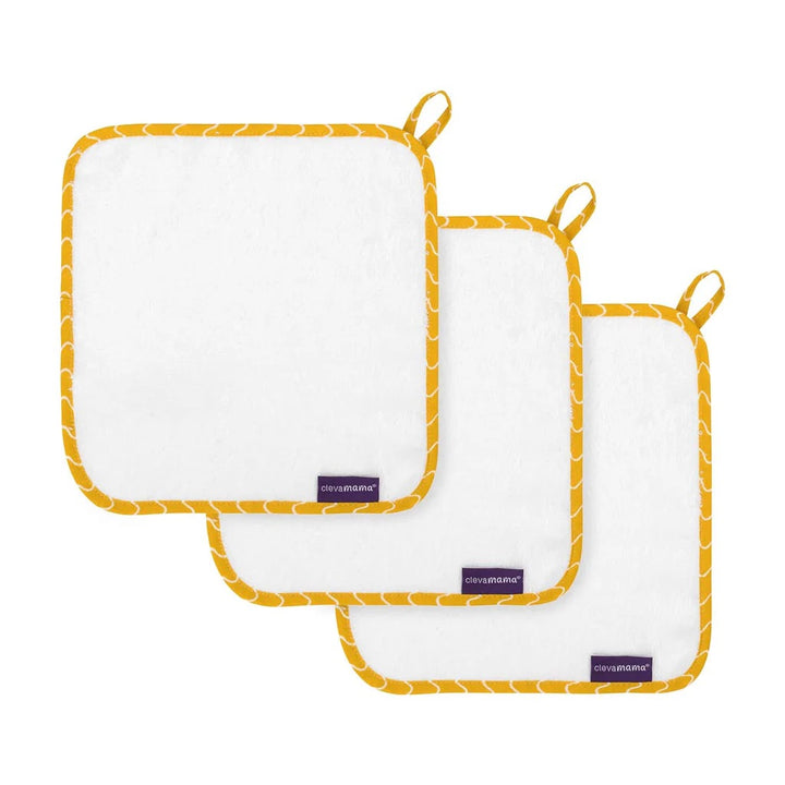 Clevamama Bamboo Baby Washcloth - 3pk (White & Mustard)