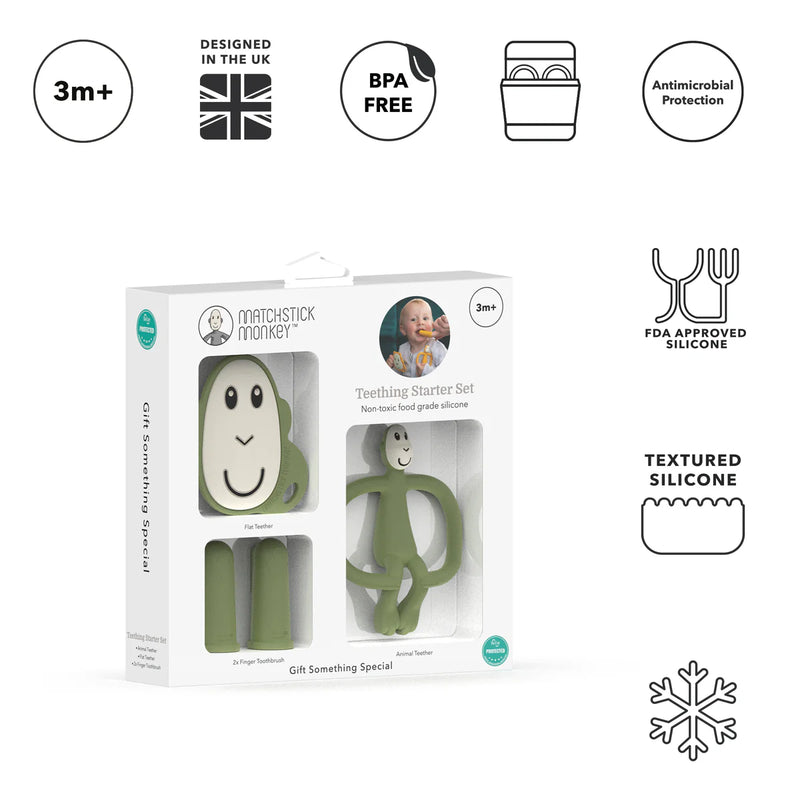 Matchstick Monkey Teething Starter Set - Olive