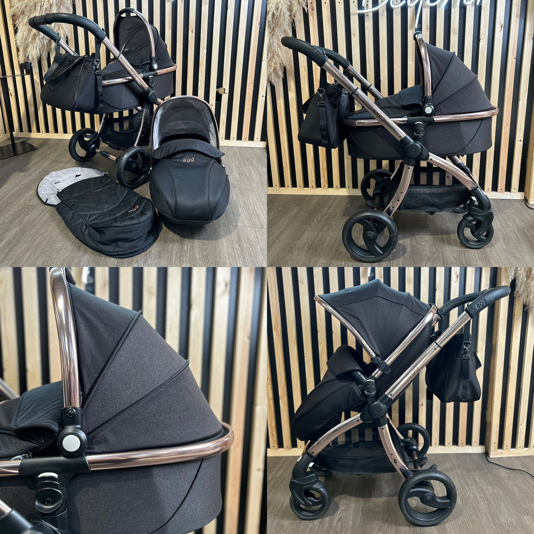 PRE LOVED egg Pram, Pushchair + Accessories - Diamond Black