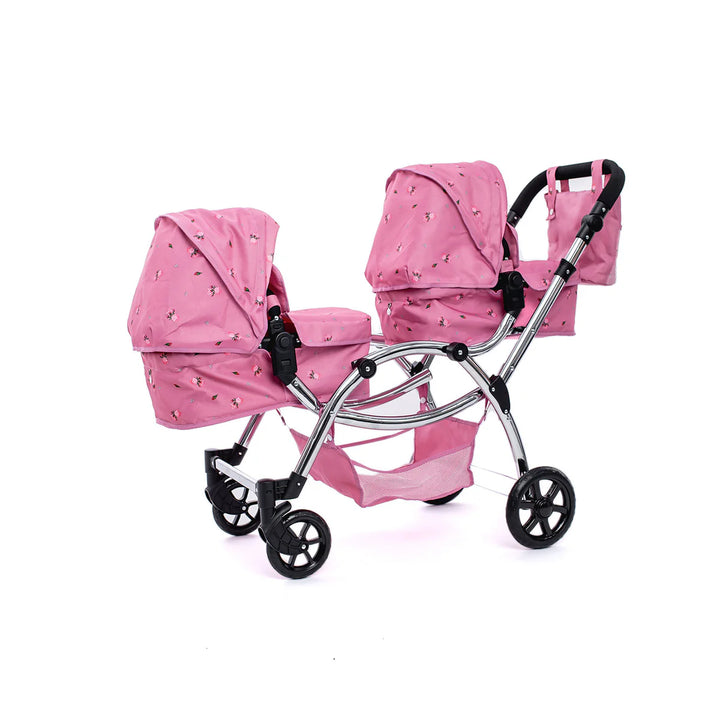 ROMA DARCIE TWIN DOLLS PRAM - PINK 3+ YEARS 88CM