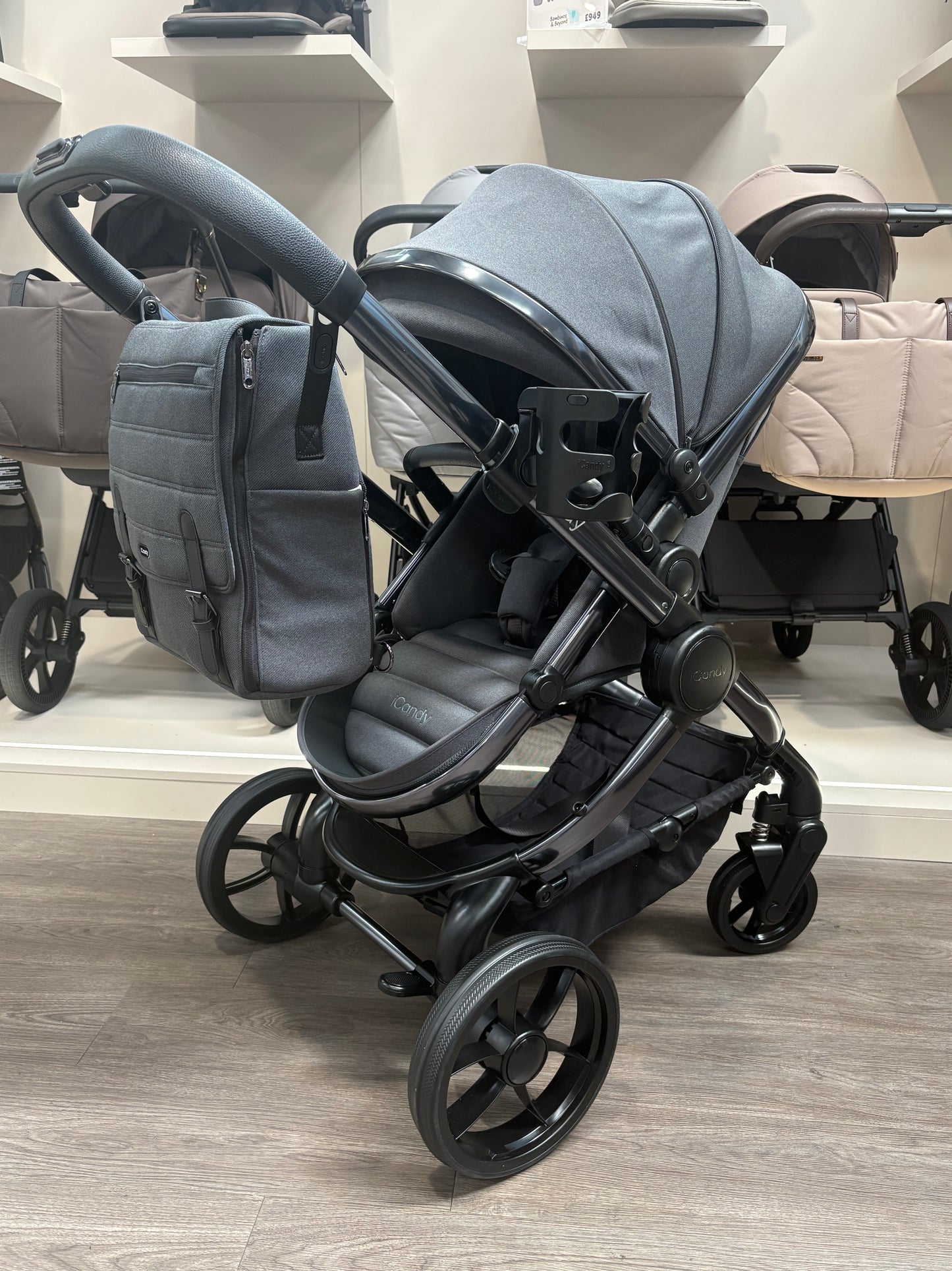PRE LOVED iCandy Peach 7 Pram, Pushchair + Accessories - Dark Grey