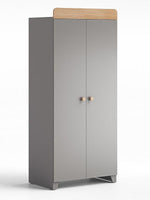 EX DISPLAY Little Acorns Malmo Changing Drawers & Wardrobe Duo - Grey/Oak COLLECTION ONLY