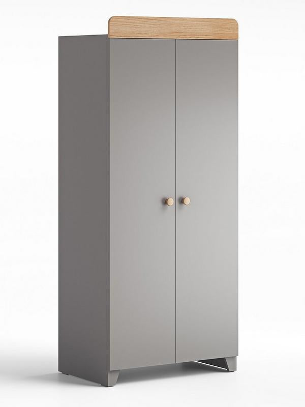 EX DISPLAY Little Acorns Malmo Changing Drawers & Wardrobe Duo - Grey/Oak COLLECTION ONLY