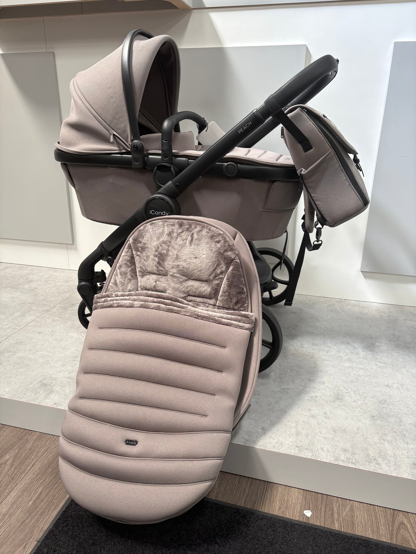 EX DISPLAY iCandy Peach 8 Pram, Pushchair + Accessories - Porcini