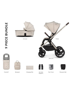 Venicci Upline2 Pushchair, Carrycot + Accessories Travel System Bundle - Stone Beige