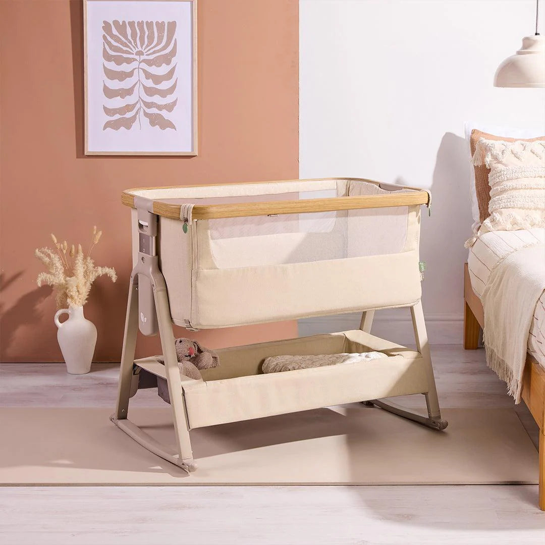 Tutti Bambini Cozee Air 2 Bedside Crib - Toasted Oak/Sand