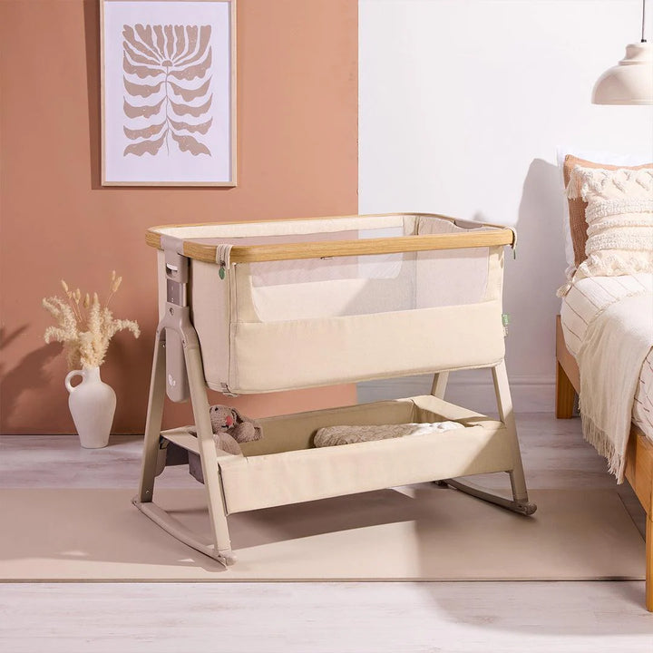 Tutti Bambini Cozee Air 2 Bedside Crib - Toasted Oak/Sand
