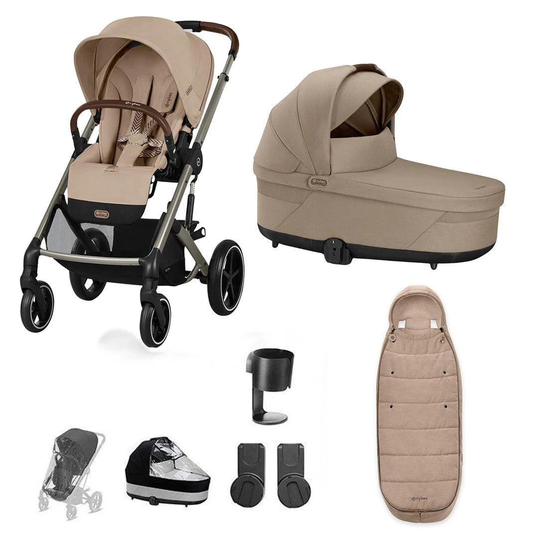 Cybex Balios S Lux Essential Bundle Inc Gold Footmuff - Almond Beige