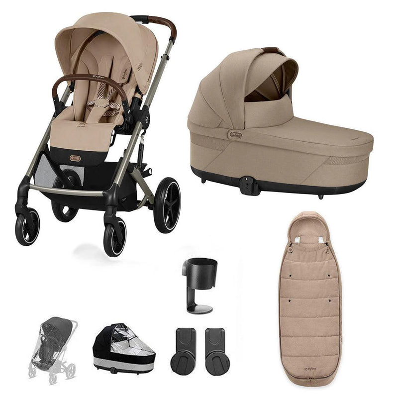 Cybex Balios S Lux Essential Bundle Inc Gold Footmuff - Almond Beige