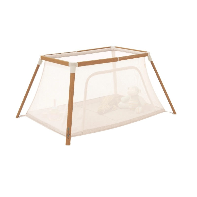 Tutti Bambini CoZee Go 3-in-1 Bassinet, Travel Cot & Playpen-Scandinavian Walnut/Ecru