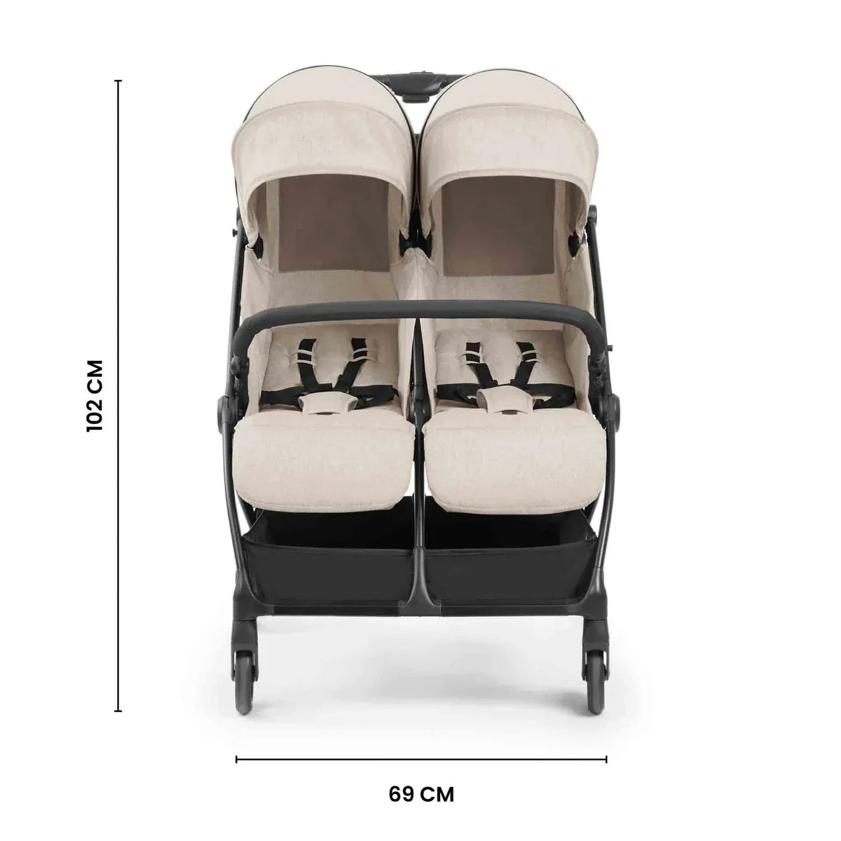Ickle Bubba Aries Double Autofold Stroller - Stone