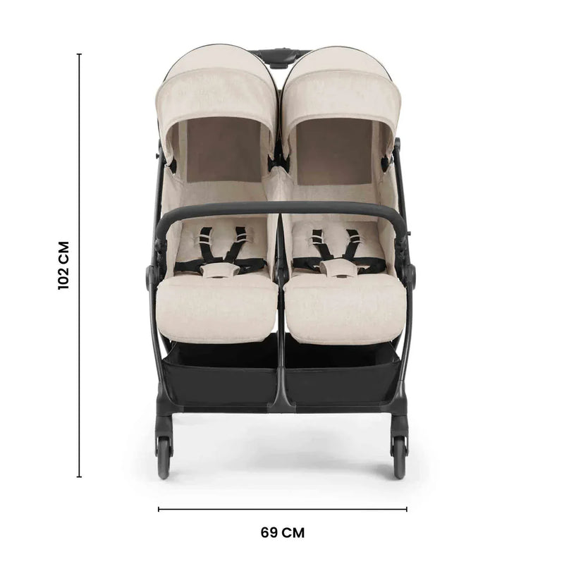 Ickle Bubba Aries Double Autofold Stroller - Stone