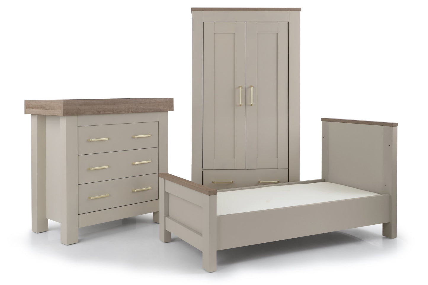 BabyStyle Charnwood Collection Bordeaux 3 Piece Nursery Furniture Set - Oatmeal
