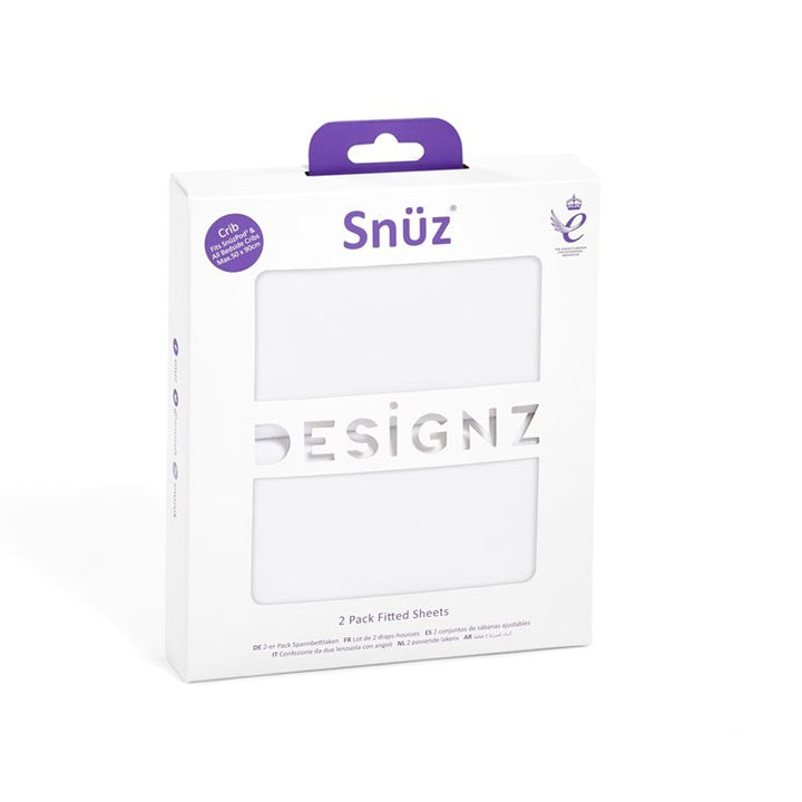 Snuz Crib 2 Pack Fitted Sheets - White