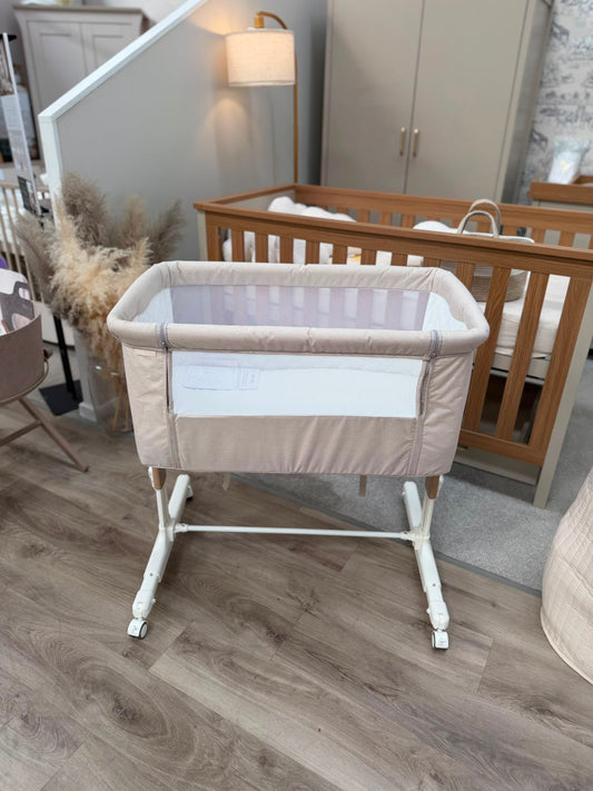EX DISPLAY Redkite Rockabye Bedside Crib - Oatmeal