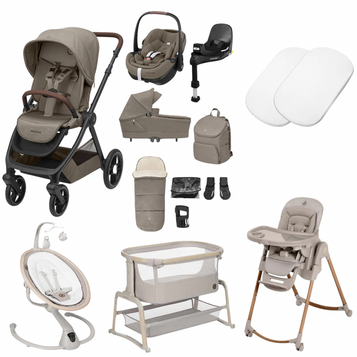 Maxi-Cosi Oxford+ Premium Travel System + Home Premium Bundle - Twillic Truffle