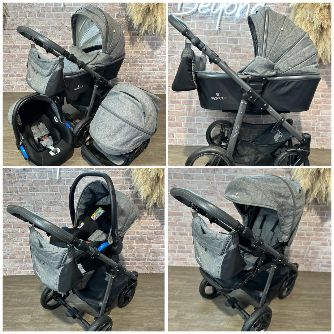 PRE LOVED Venicci Carbo 3-in-1 Travel System – Denim Grey