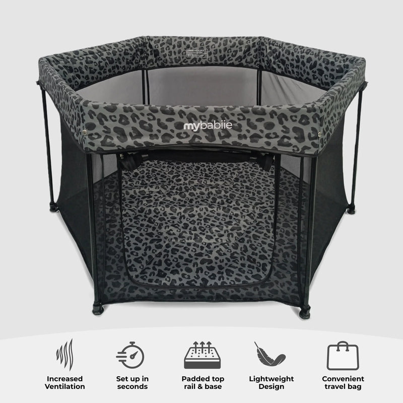 My Babiie Baby Playpen - Grey Leopard