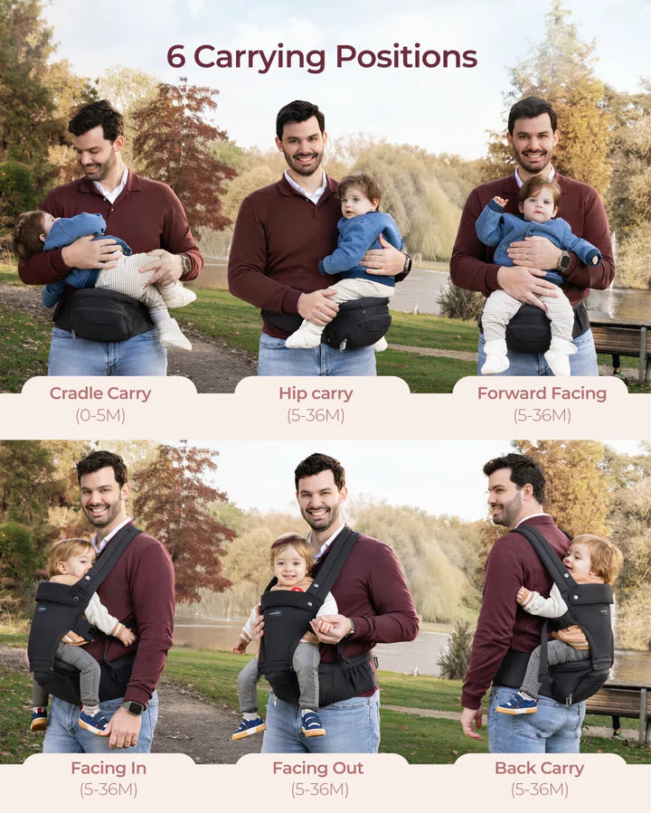 Momcozy 2-In-1 Hip Seat Baby Carrier - Black