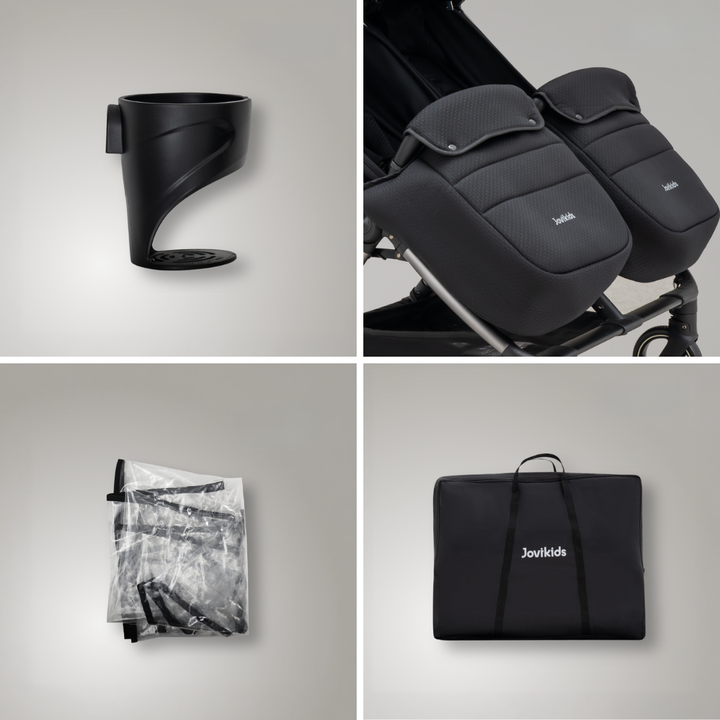 JoviKids Ayla Compact Twin Pushchair - Black