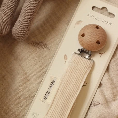 Avery Row Pacifier Holder - Cream Corduroy