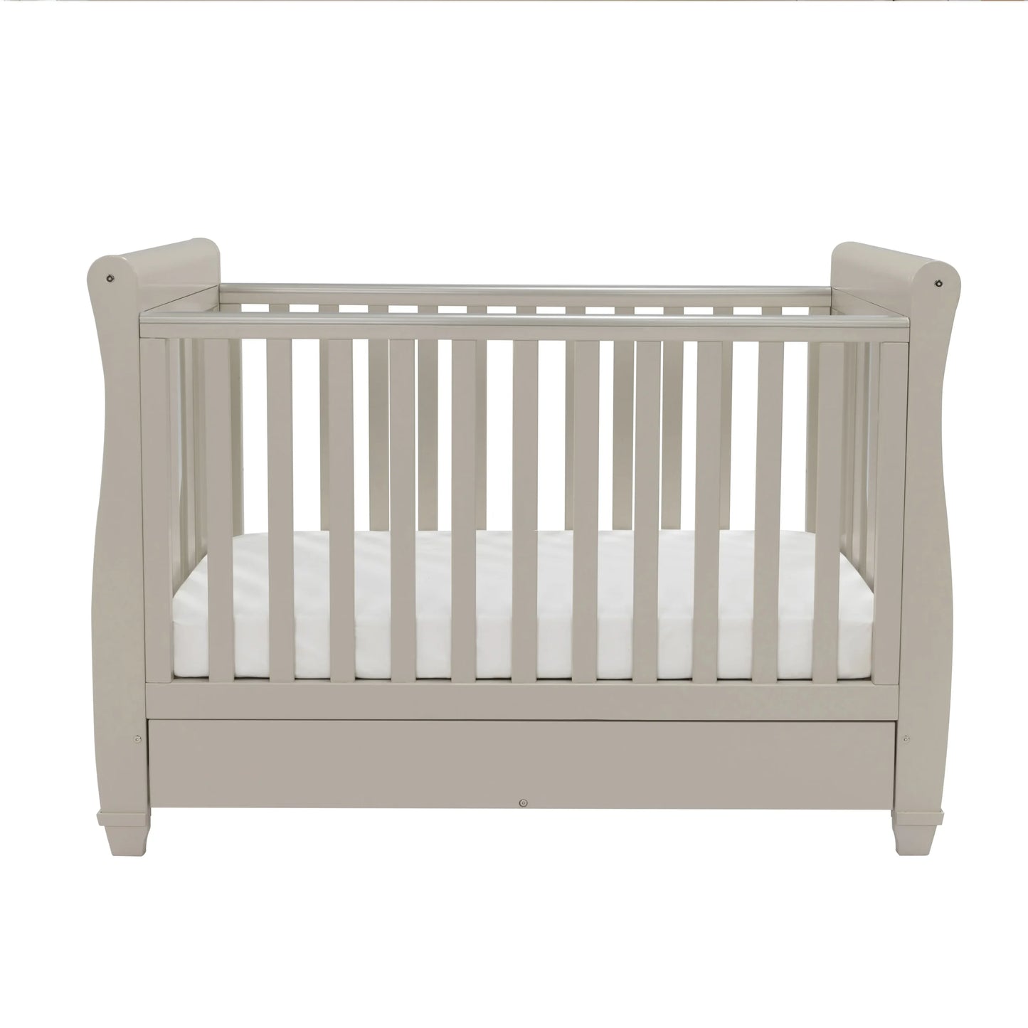 Babymore Eva Sleigh Cot Bed with Drawer – Cashmere