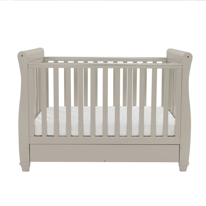 Babymore Eva Sleigh Cot Bed with Drawer – Cashmere