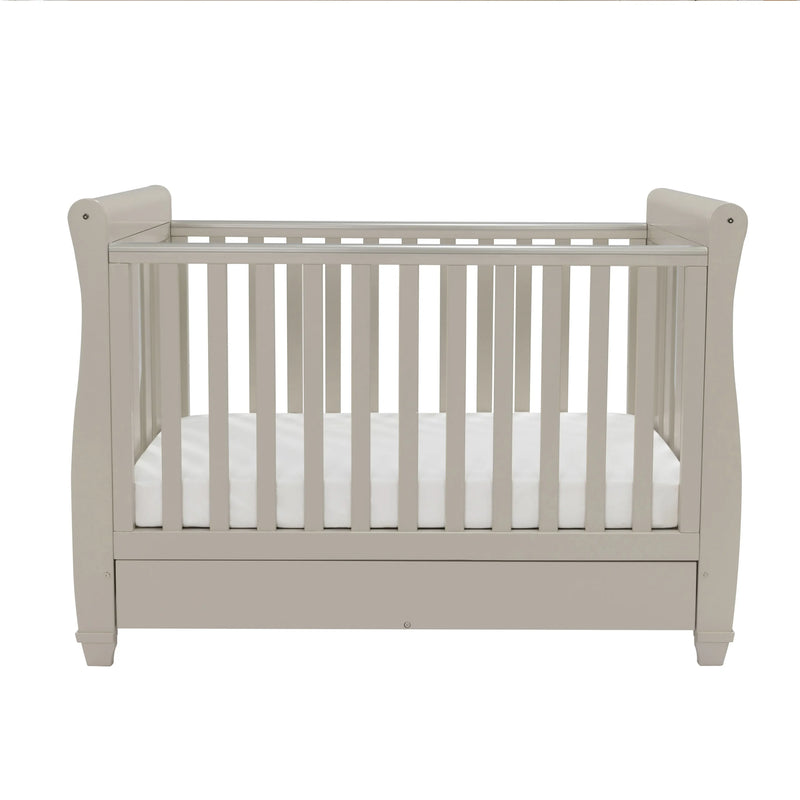 Babymore Eva Sleigh Cot Bed with Drawer – Cashmere