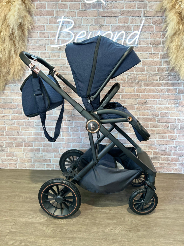 EX DISPLAY Babymore Chia Travel System Coco with Base - Midnight Blue