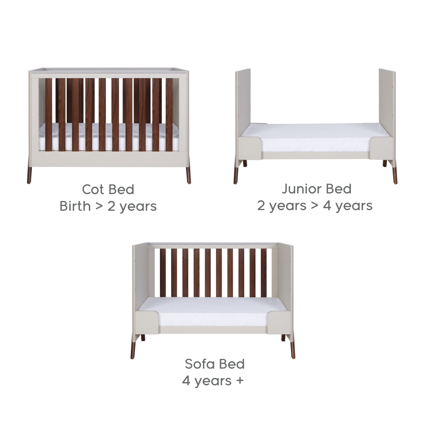 Tutti Bambini Fuori Mini 2 Piece Nursery Furniture Set – Warm Walnut/White Sand COLLECTION OR LOCAL DELIVERY ONLY