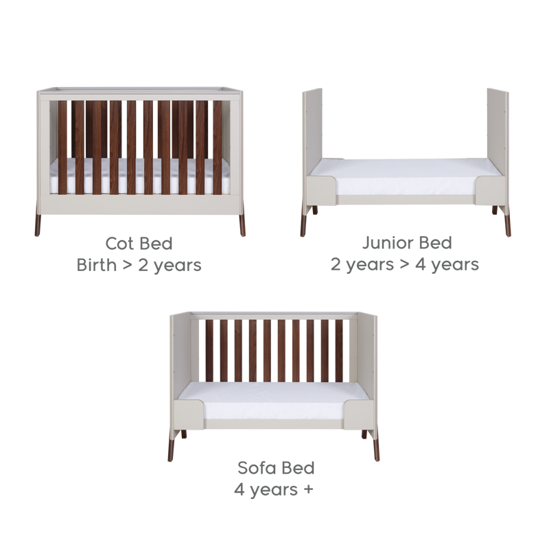 Tutti Bambini Fuori Mini 2 Piece Nursery Furniture Set – Warm Walnut/White Sand COLLECTION OR LOCAL DELIVERY ONLY