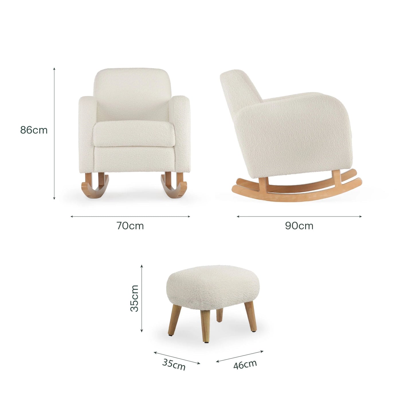 CuddleCo Etta Nursing Chair & Foot stool - Boucle Off White