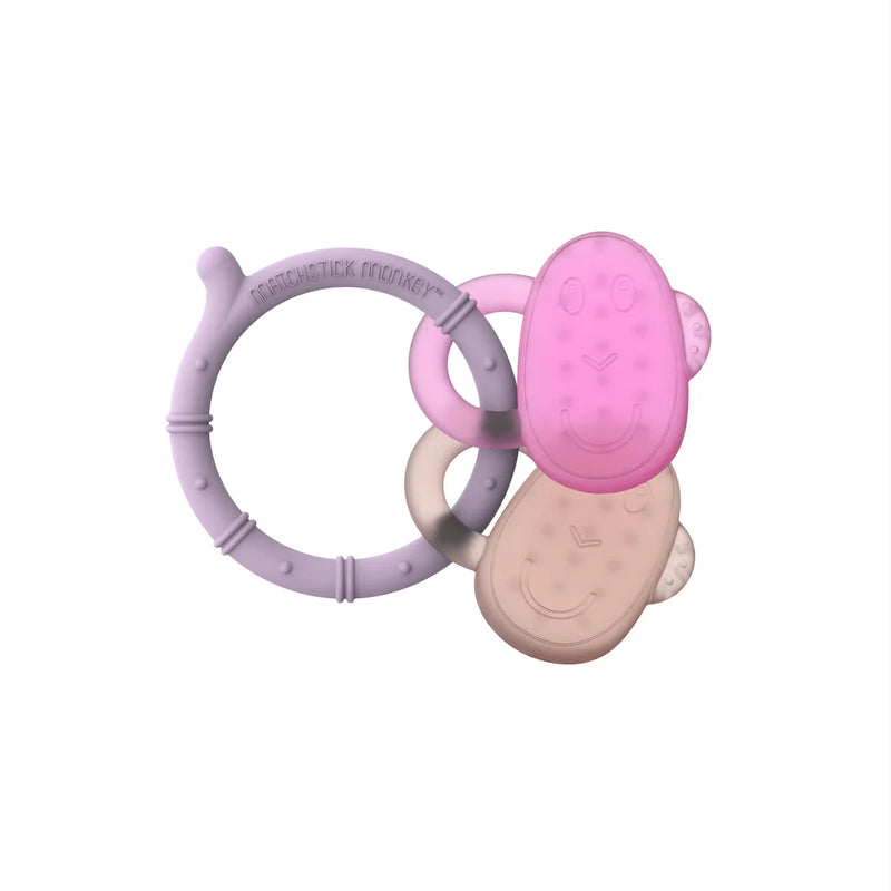 Matchstick Monkey Cooling Teether - Lilac, Pink & Dusty Pink