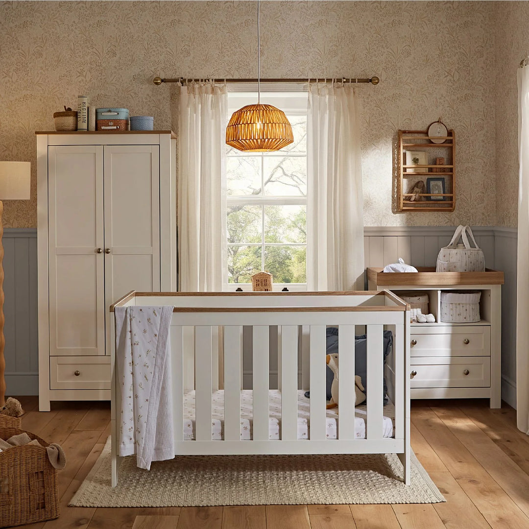 CuddleCo Burford Cot Bed - White & Oak