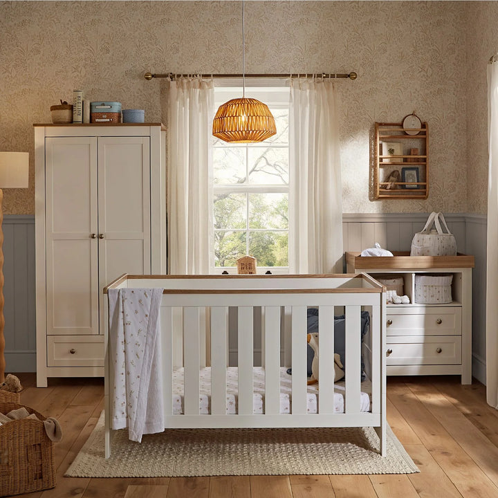 CuddleCo Burford Cot Bed - White & Oak