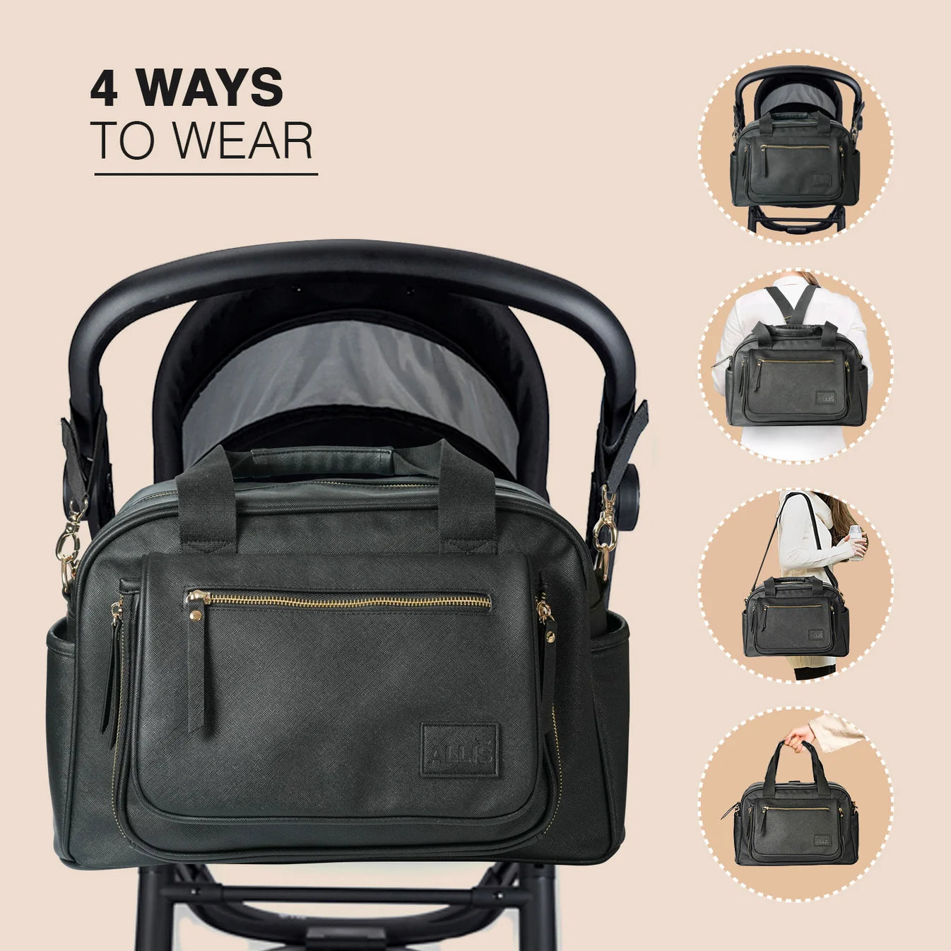 Kiin Allis Baby Plus Changing Bag & Changing Mat - Black