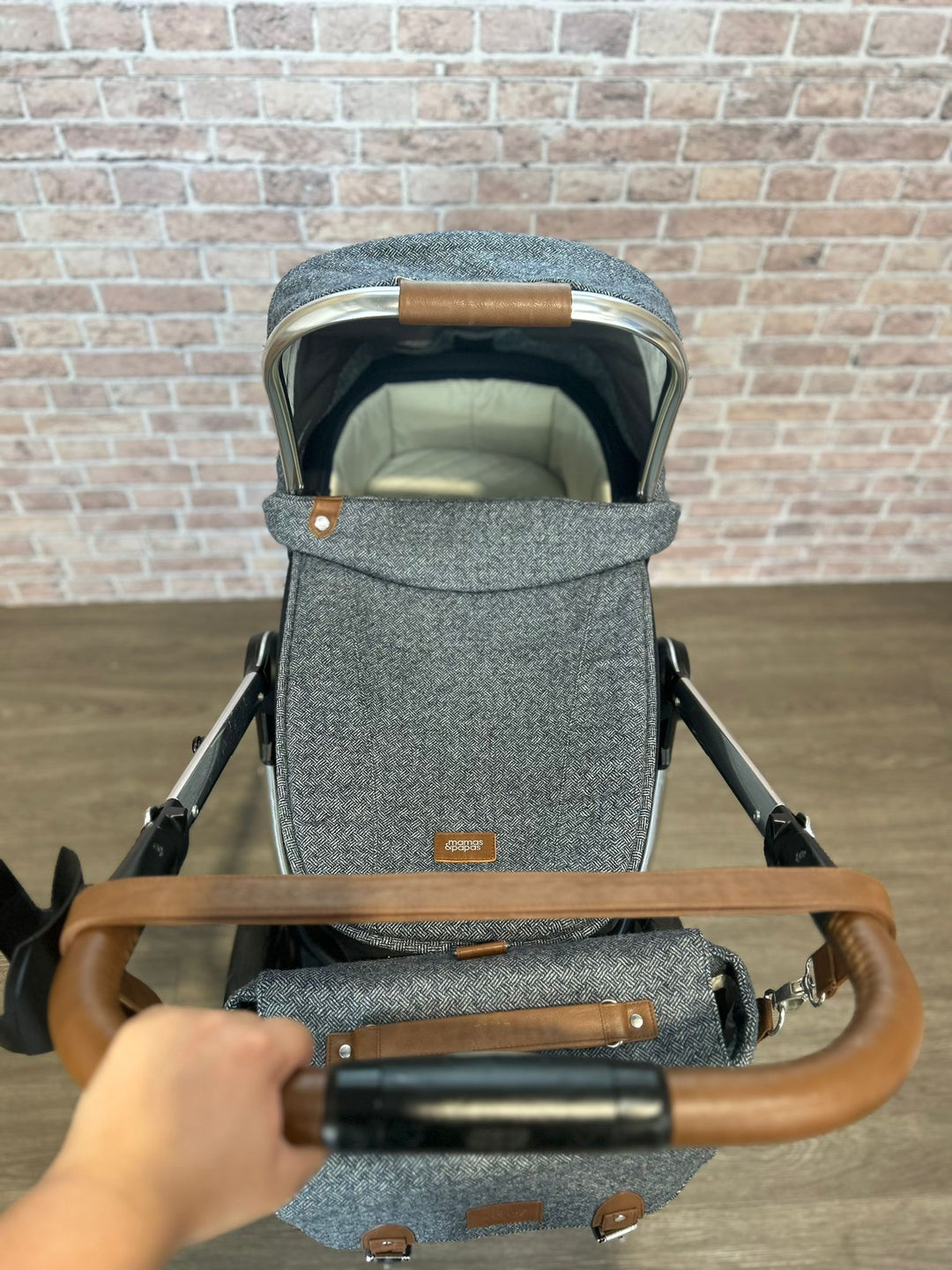 PRE LOVED Mamas And Papas Ocarro Moon Tweed Pushchair Travel System – Navy Blue Parquet