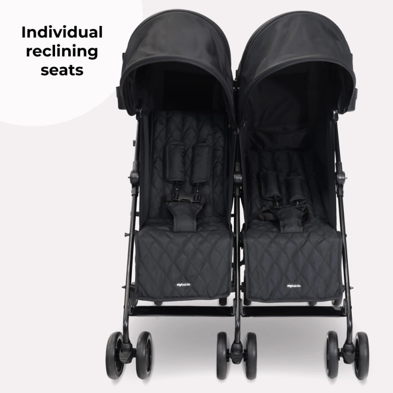 My Babiie MB12 Lightweight Twin Stroller - Black