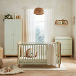 EX DISPLAY CuddleCo Remi 3 Piece Nursery Furniture Set - Oak & Green (LOCAL DELIVERY OR COLLECTION)