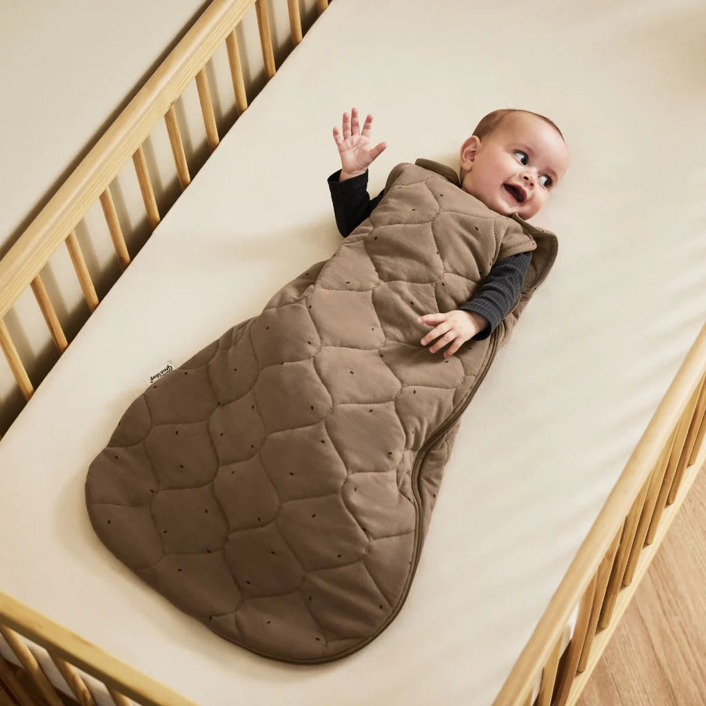 The Little Green Sheep Organic Quilted Baby Sleeping Bag - Ebony with Cocoa - 2.5 Tog