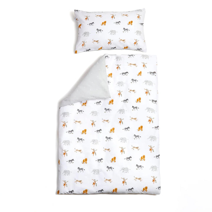 Clair De Lune Reversible Jungle Dream Cot Bed Duvet and Pillowcase Set