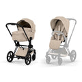 Cybex Priam Comfort Pushchair & Foldable Carrycot - Cozy Beige/Black