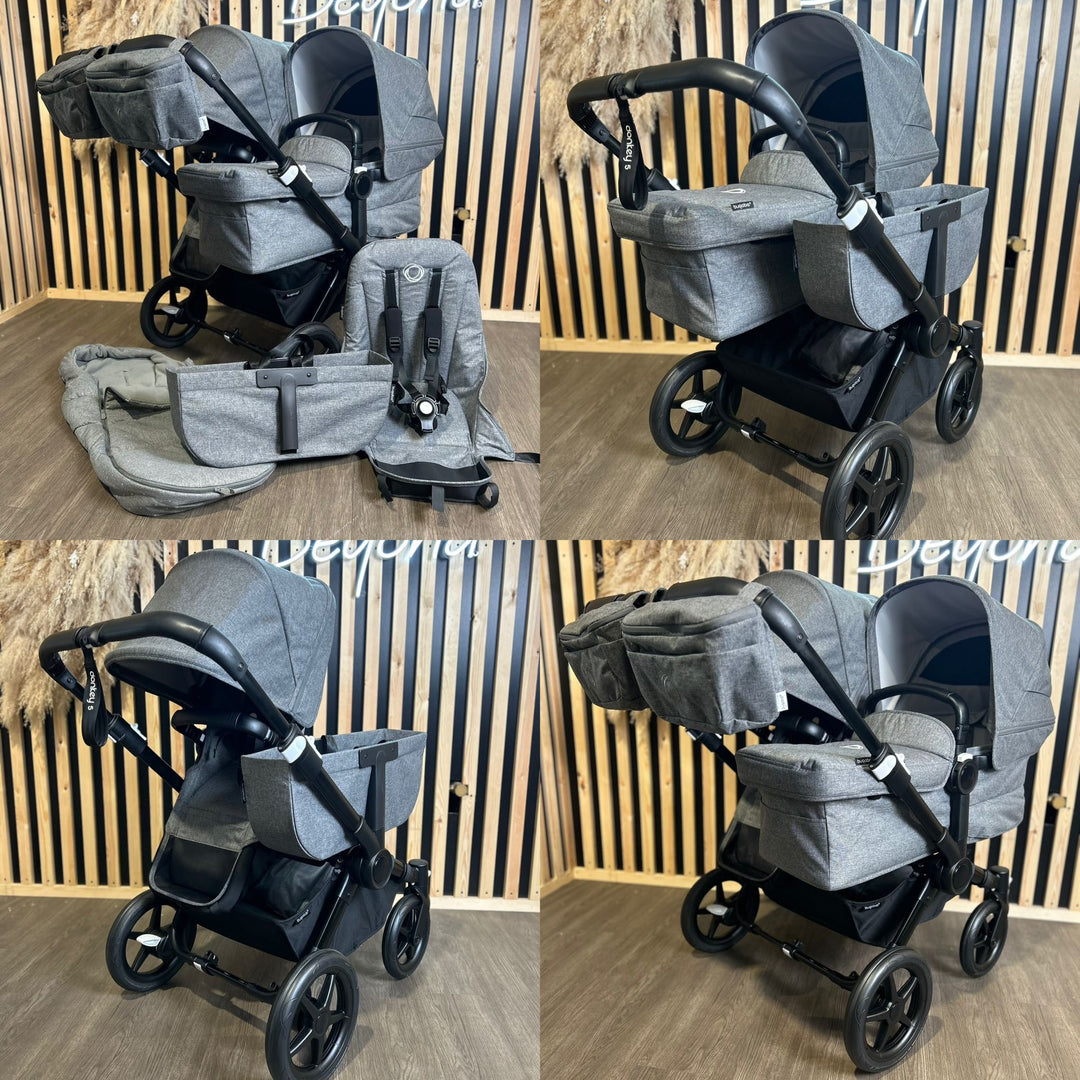 PRE LOVED Bugaboo Donkey 5 Duo - Black/Grey Melange + Accessories