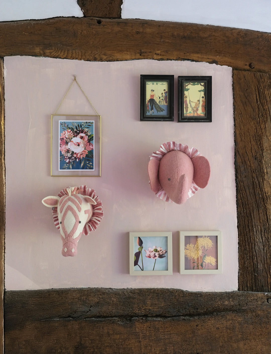 Fiona Walker Zebra with Vintage Ruff Mini Head - Pink