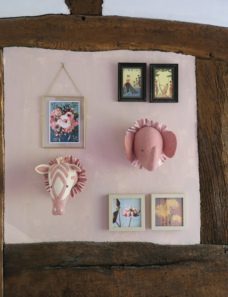 Fiona Walker Zebra with Vintage Ruff Mini Head - Pink