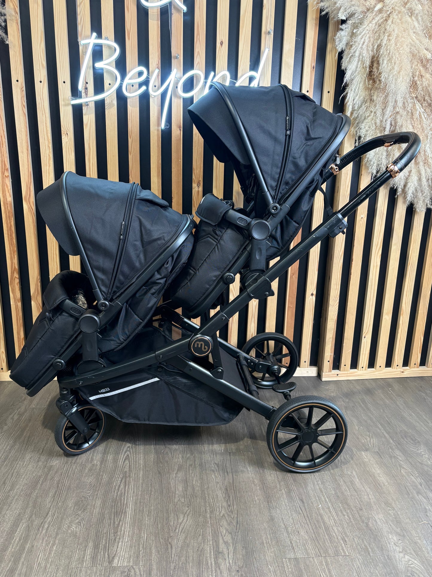PRE LOVED My Babiie MB33 Twin Pushchair - Black Leopard