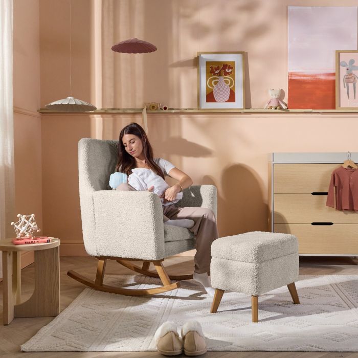 Tutti Bambini Oscar Luxe Rocking Chair & Storage Footstool - Sage