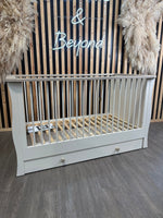 EX DISPLAY Little Acorns Celeste Cot Bed with Under Drawer – Cashmere/Grey Ash COLLECTION OR LOCAL DELIVERY ONLY