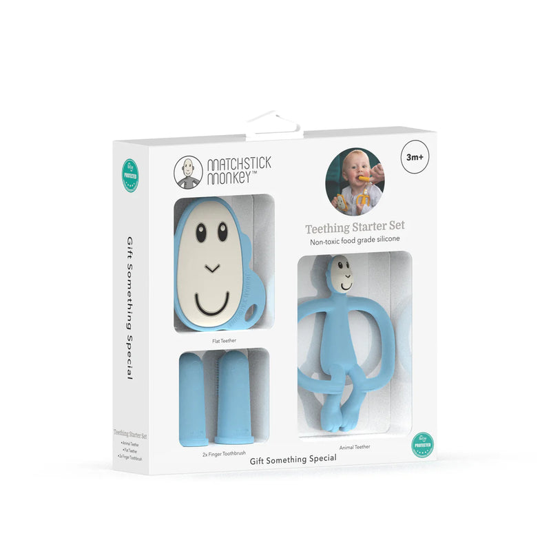 Matchstick Monkey Teething Starter Set - Light Blue