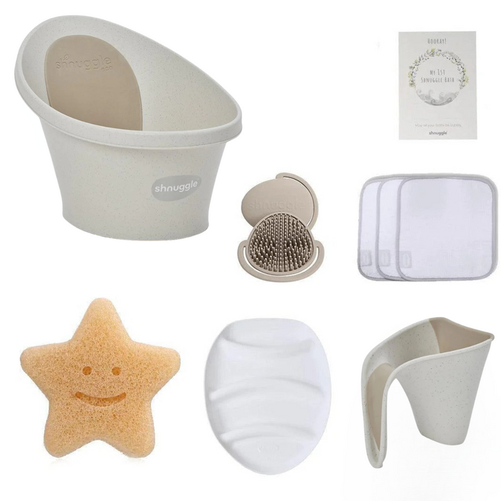 Shnuggle Baby Bath Eco Range Bundle - Cookies & Cream